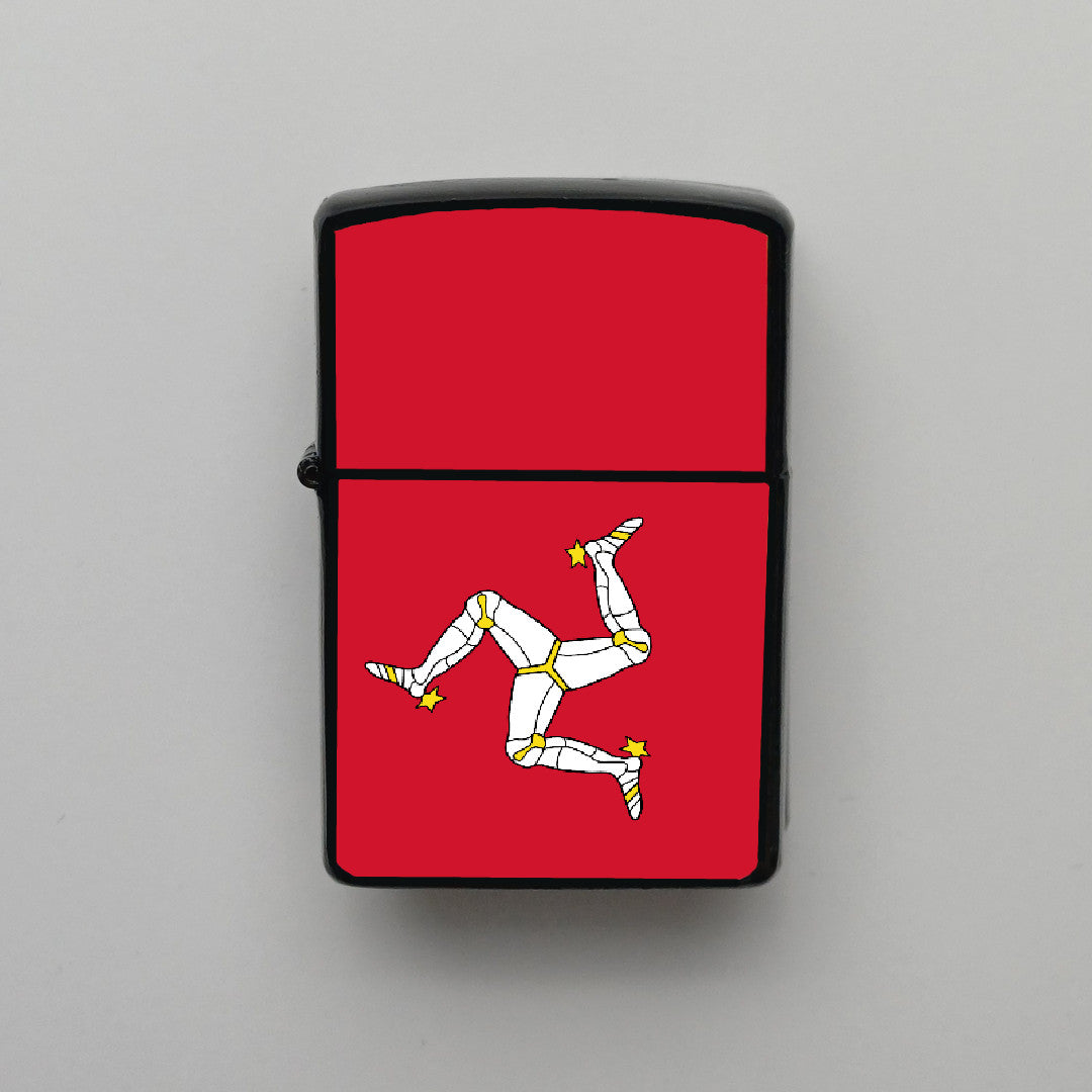 Man Adası Bayrağı - Benzinli Siyah Çakmak - Hediyelik