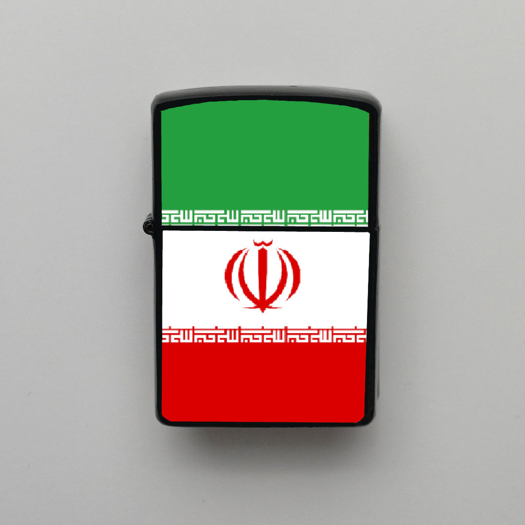 İran Bayrağı - Benzinli Siyah Çakmak - Hediyelik
