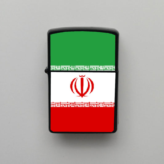 İran Bayrağı - Benzinli Siyah Çakmak - Hediyelik