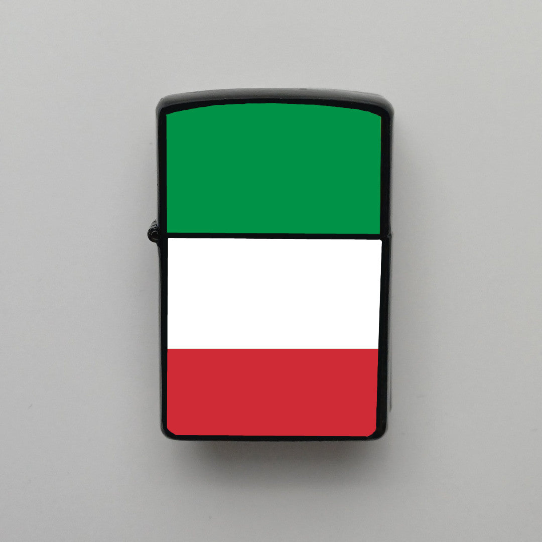 İtalya Italy Bayrağı - Benzinli Siyah Çakmak - Hediyelik