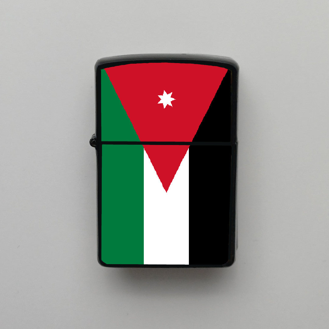 Ürdün Jordan Bayrağı - Benzinli Siyah Çakmak - Hediyelik