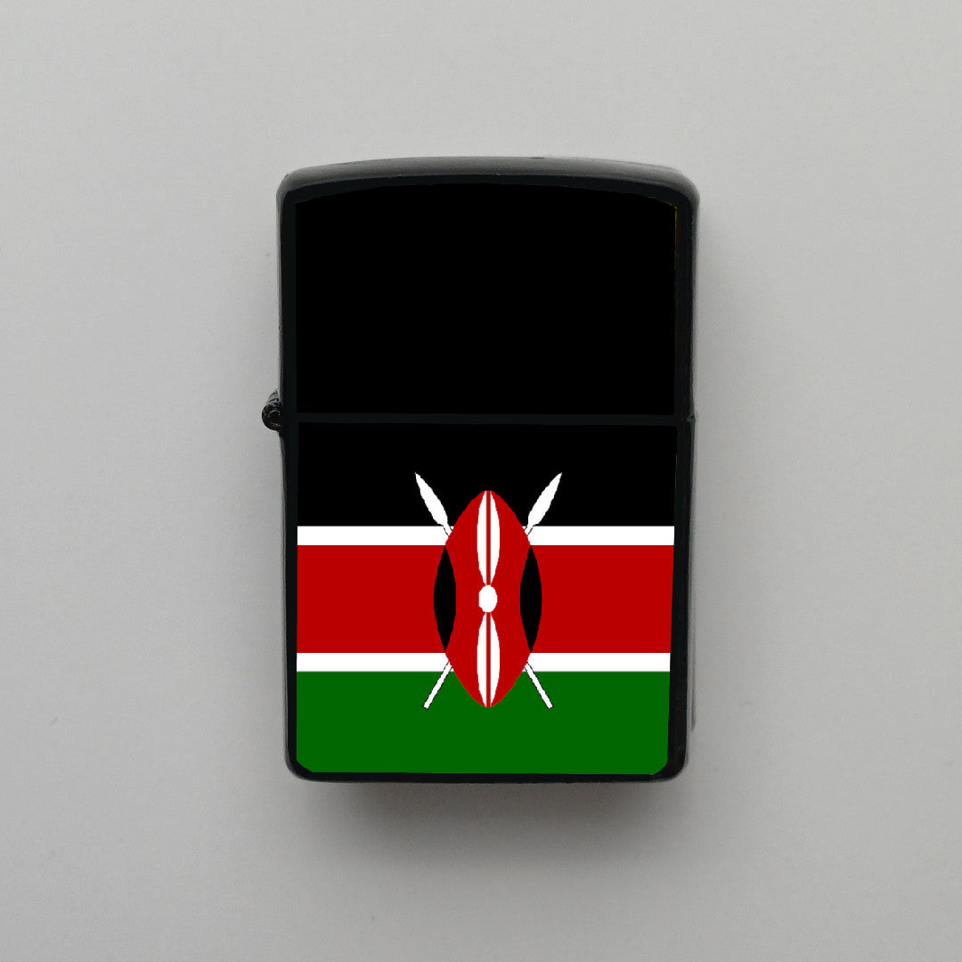 Kenya Bayrağı - Benzinli Siyah Çakmak - Hediyelik