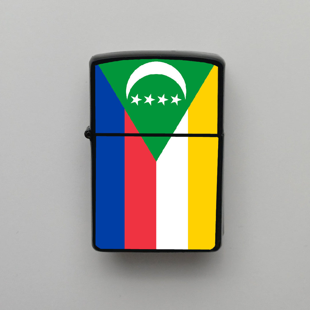 Komorlar Comoros Bayrağı - Benzinli Siyah Çakmak - Hediyelik