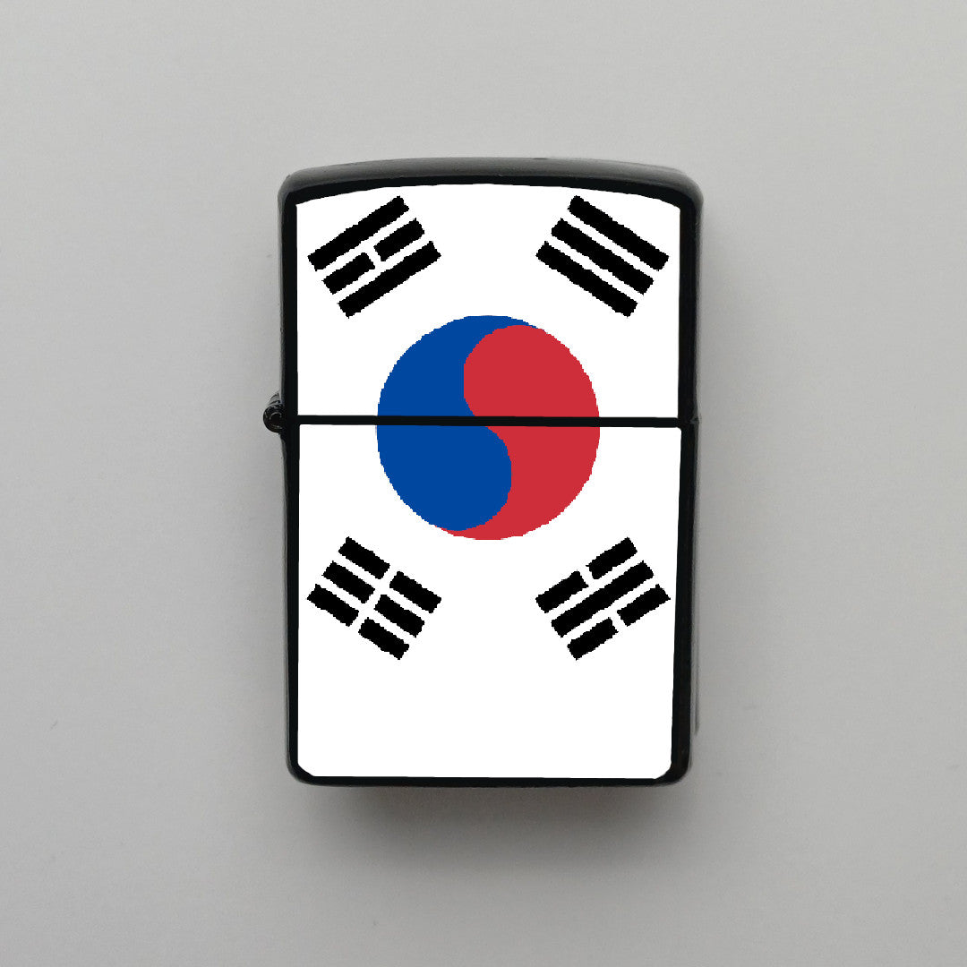 Güney Kore South Korea Bayrağı - Benzinli Siyah Çakmak - Hediyelik