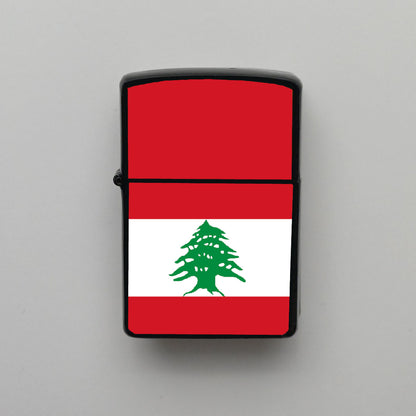 Lübnan Lebanon Bayrağı - Benzinli Siyah Çakmak - Hediyelik