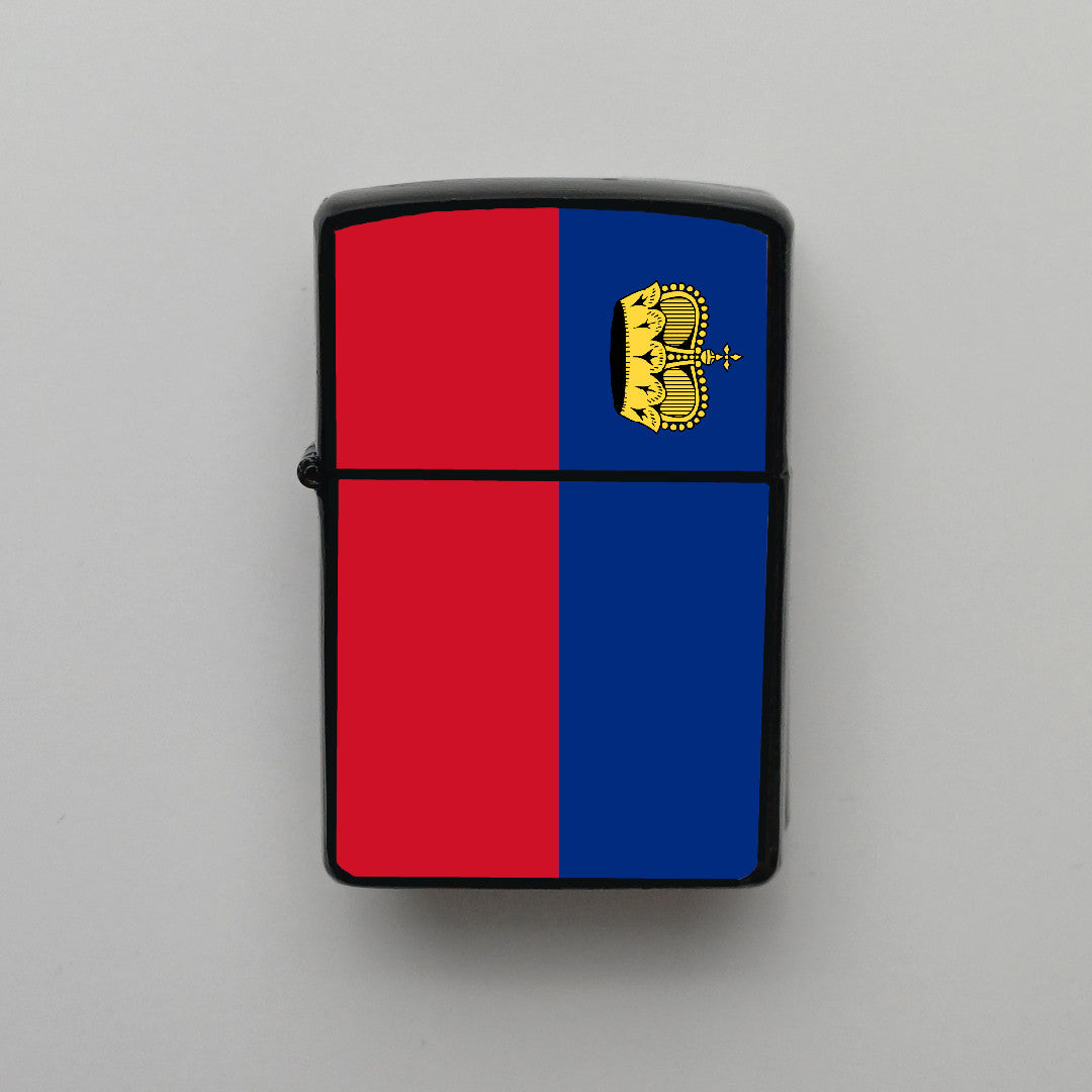 Lihtenştayn Liechtenstein Bayrağı - Benzinli Siyah Çakmak - Hediyelik