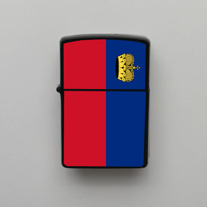 Lihtenştayn Liechtenstein Bayrağı - Benzinli Siyah Çakmak - Hediyelik