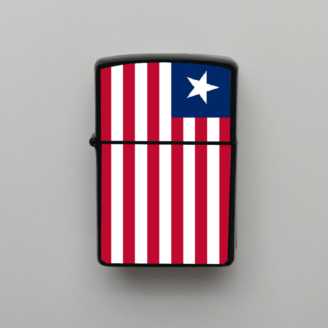 Liberya Liberia Bayrağı - Benzinli Siyah Çakmak - Hediyelik