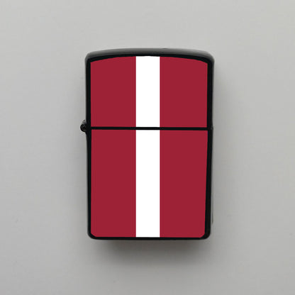 Letonya Latvia Bayrağı - Benzinli Siyah Çakmak - Hediyelik
