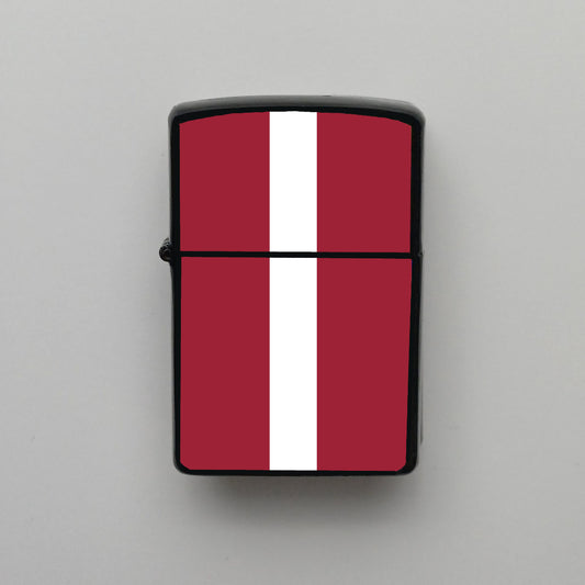 Letonya Latvia Bayrağı - Benzinli Siyah Çakmak - Hediyelik
