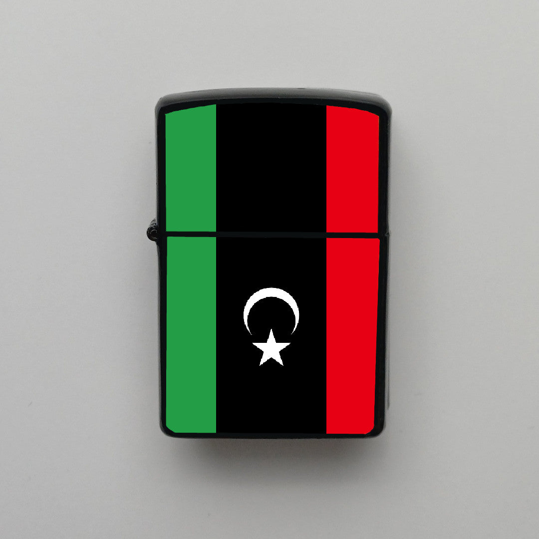 Libya Bayrağı - Benzinli Siyah Çakmak - Hediyelik