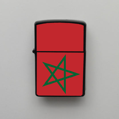 Fas Morocco Bayrağı - Benzinli Siyah Çakmak - Hediyelik