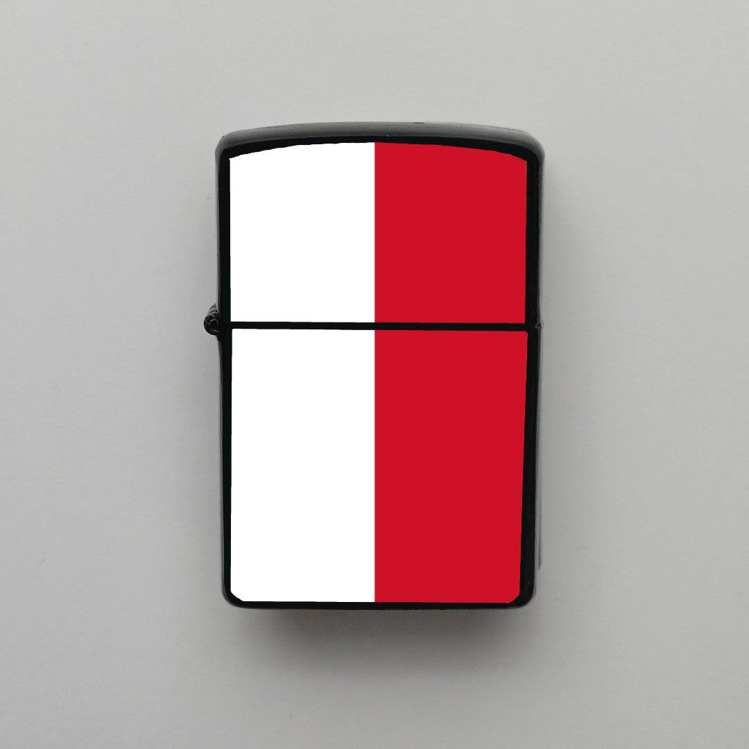 Monako Bayrağı - Benzinli Siyah Çakmak - Hediyelik