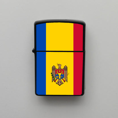 Moldova Bayrağı - Benzinli Siyah Çakmak - Hediyelik
