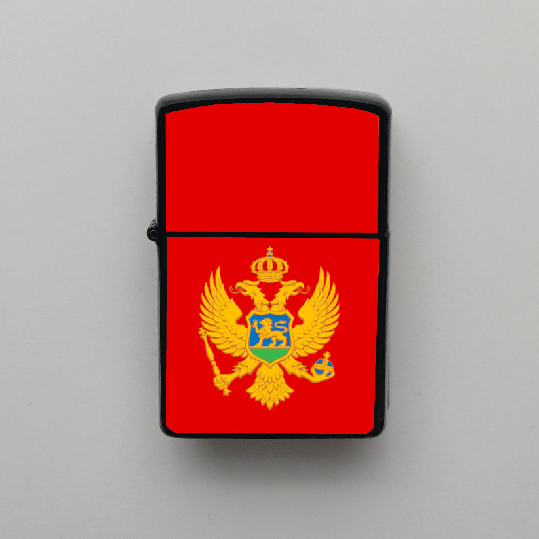 Karadağ Montenegro Bayrağı - Benzinli Siyah Çakmak - Hediyelik