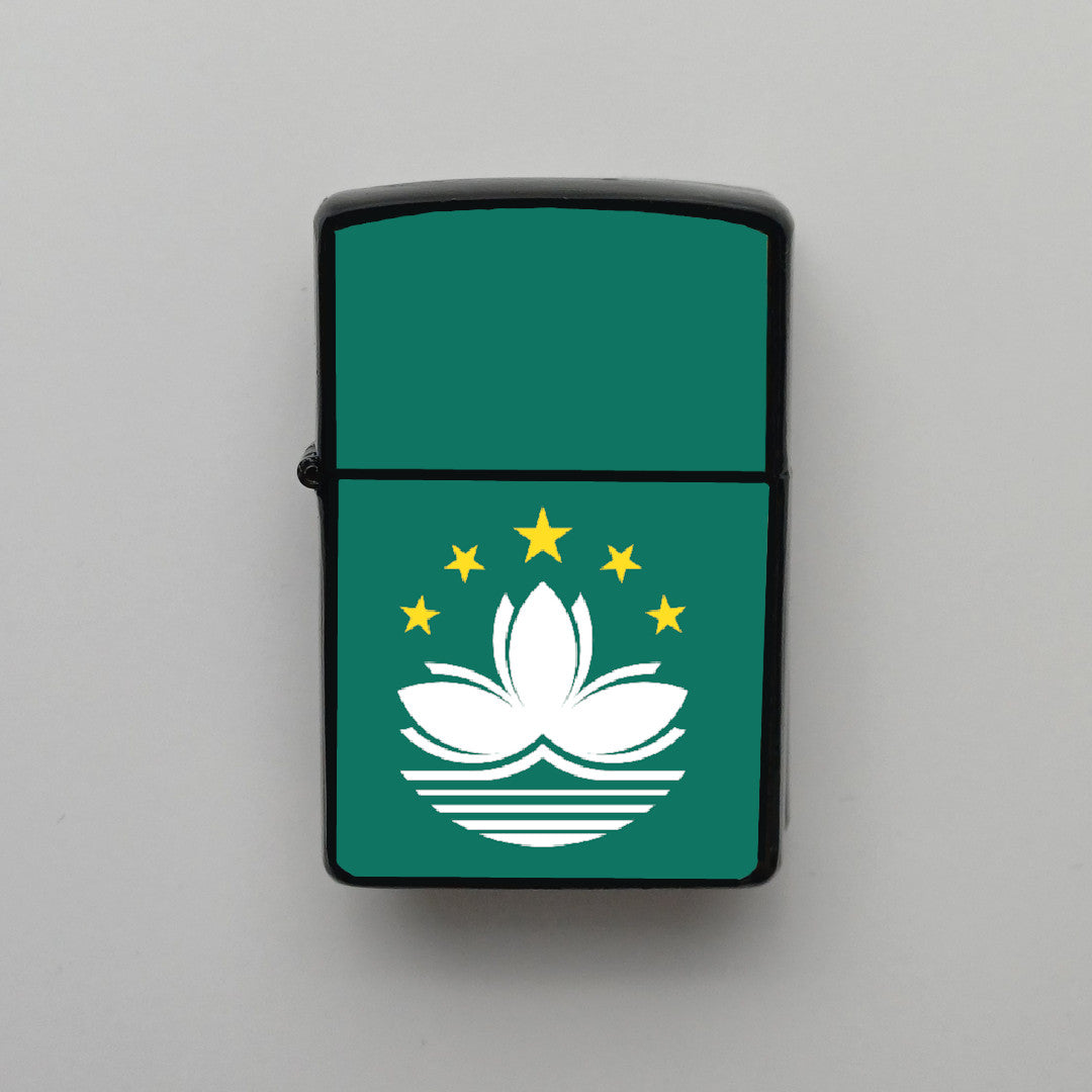 Makao Bayrağı - Benzinli Siyah Çakmak - Hediyelik