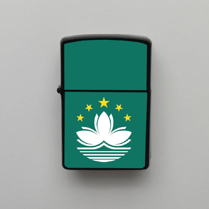 Makao Bayrağı - Benzinli Siyah Çakmak - Hediyelik