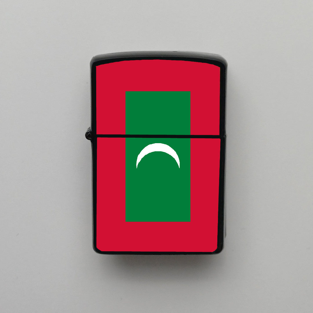 Maldivler Maldives Bayrağı - Benzinli Siyah Çakmak - Hediyelik