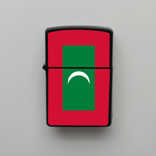 Maldivler Maldives Bayrağı - Benzinli Siyah Çakmak - Hediyelik