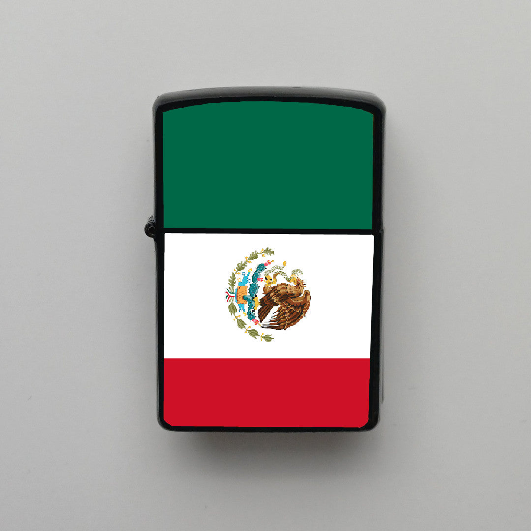 Meksika Mexico Bayrağı - Benzinli Siyah Çakmak - Hediyelik