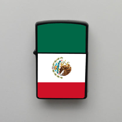Meksika Mexico Bayrağı - Benzinli Siyah Çakmak - Hediyelik