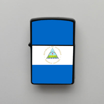 Nikaragua Bayrağı - Benzinli Siyah Çakmak - Hediyelik