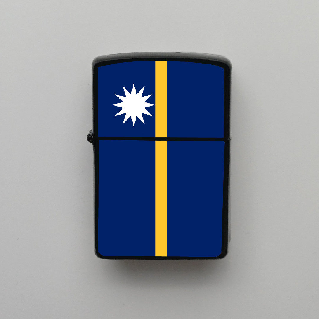 Nauru Bayrağı - Benzinli Siyah Çakmak - Hediyelik