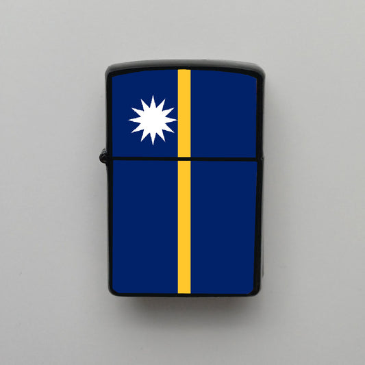 Nauru Bayrağı - Benzinli Siyah Çakmak - Hediyelik