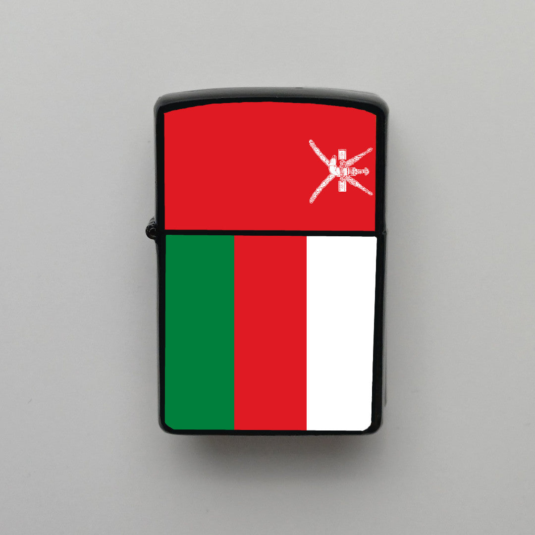 Umman Oman Bayrağı - Benzinli Siyah Çakmak - Hediyelik