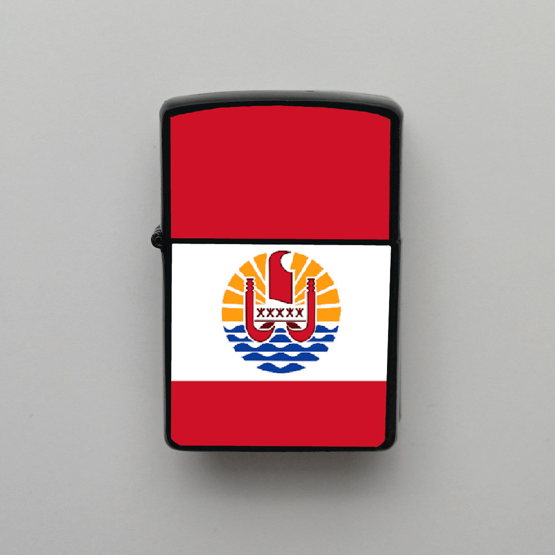 Fransız Polinezyası Bayrağı - Benzinli Siyah Çakmak - Hediyelik