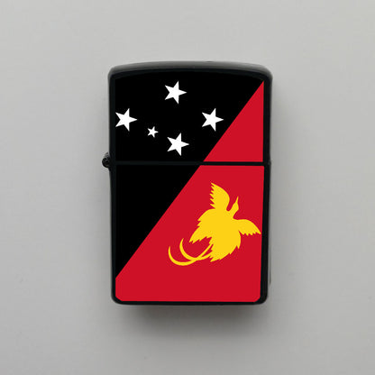 Papua Yeni Gine Bayrağı - Benzinli Siyah Çakmak - Hediyelik