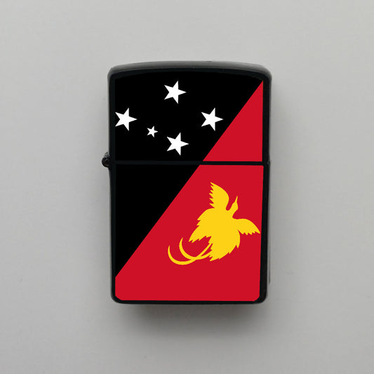 Papua Yeni Gine Bayrağı - Benzinli Siyah Çakmak - Hediyelik