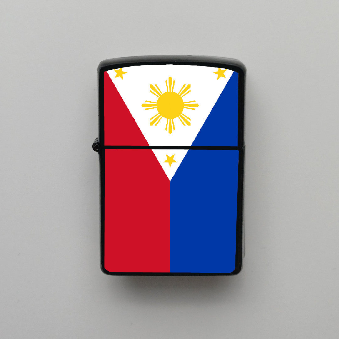 Filipinler Philippines Bayrağı - Benzinli Siyah Çakmak - Hediyelik