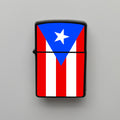 Porto Riko Bayrağı - Benzinli Siyah Çakmak - Hediyelik