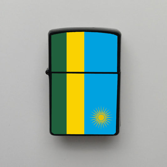 Ruanda Rwanda Bayrağı - Benzinli Siyah Çakmak - Hediyelik