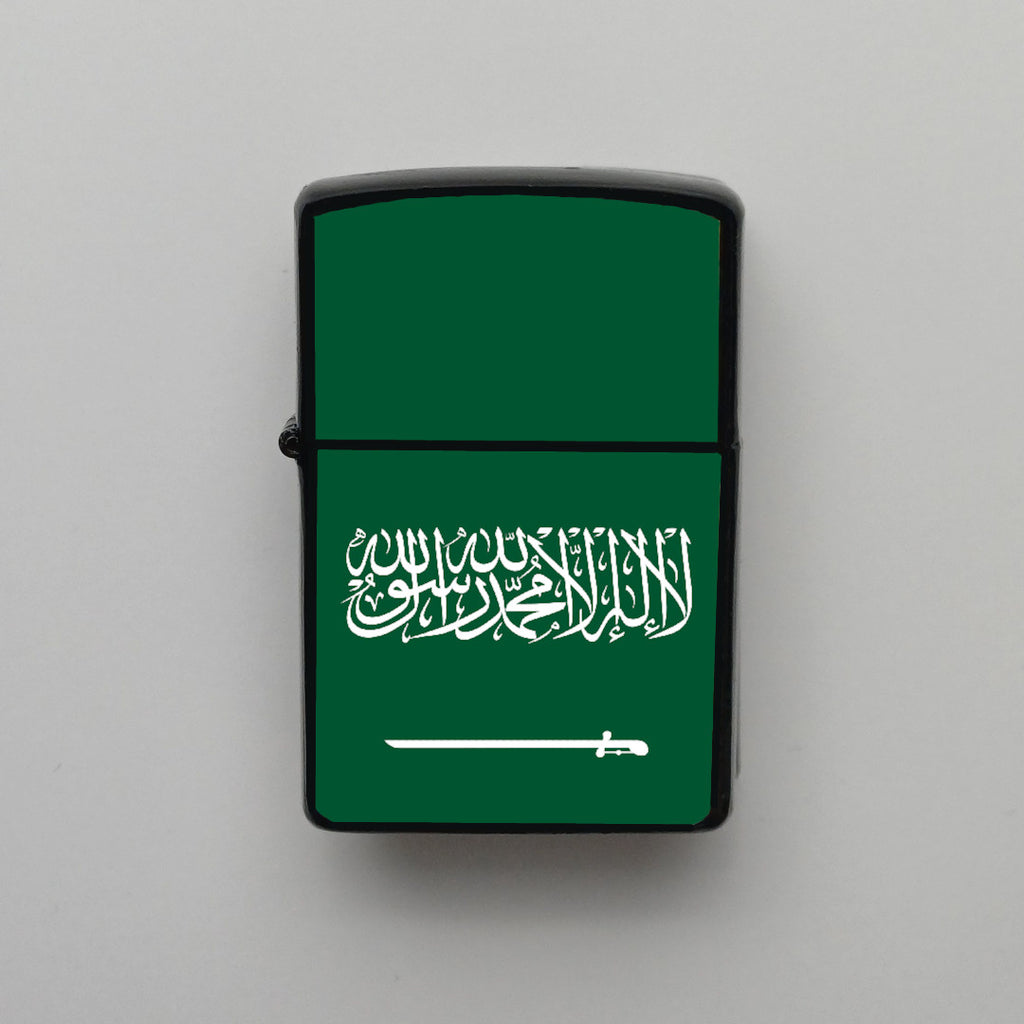 Suudi Arabistan Saudi Arabia Bayrağı - Benzinli Siyah Çakmak - Hediyelik