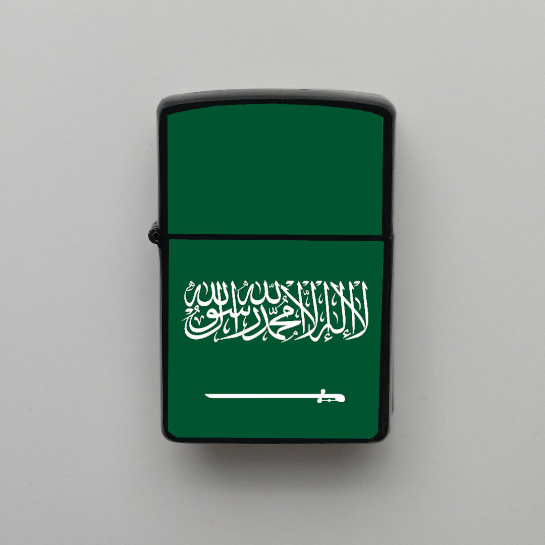 Suudi Arabistan Saudi Arabia Bayrağı - Benzinli Siyah Çakmak - Hediyelik