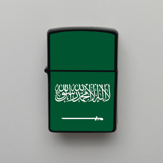 Suudi Arabistan Saudi Arabia Bayrağı - Benzinli Siyah Çakmak - Hediyelik