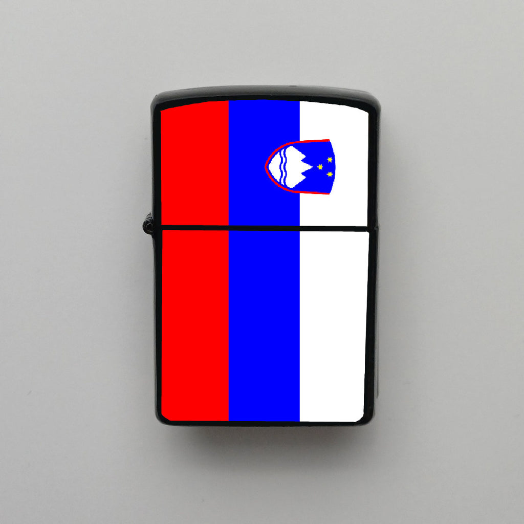 Slovenya Slovenia Bayrağı - Benzinli Siyah Çakmak - Hediyelik