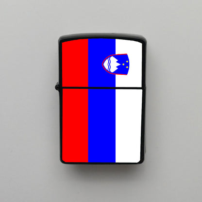 Slovenya Slovenia Bayrağı - Benzinli Siyah Çakmak - Hediyelik