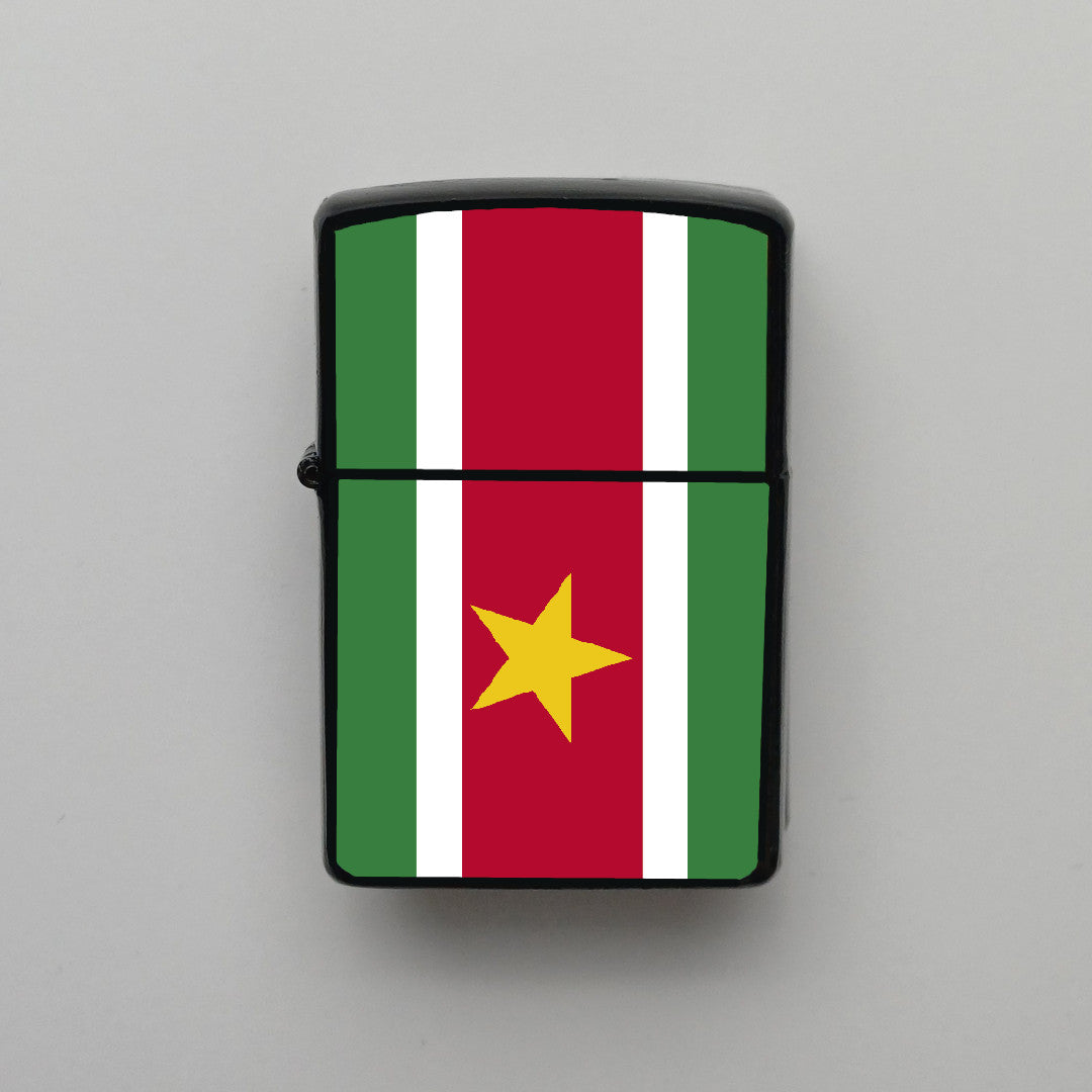 Surinam Bayrağı - Benzinli Siyah Çakmak - Hediyelik