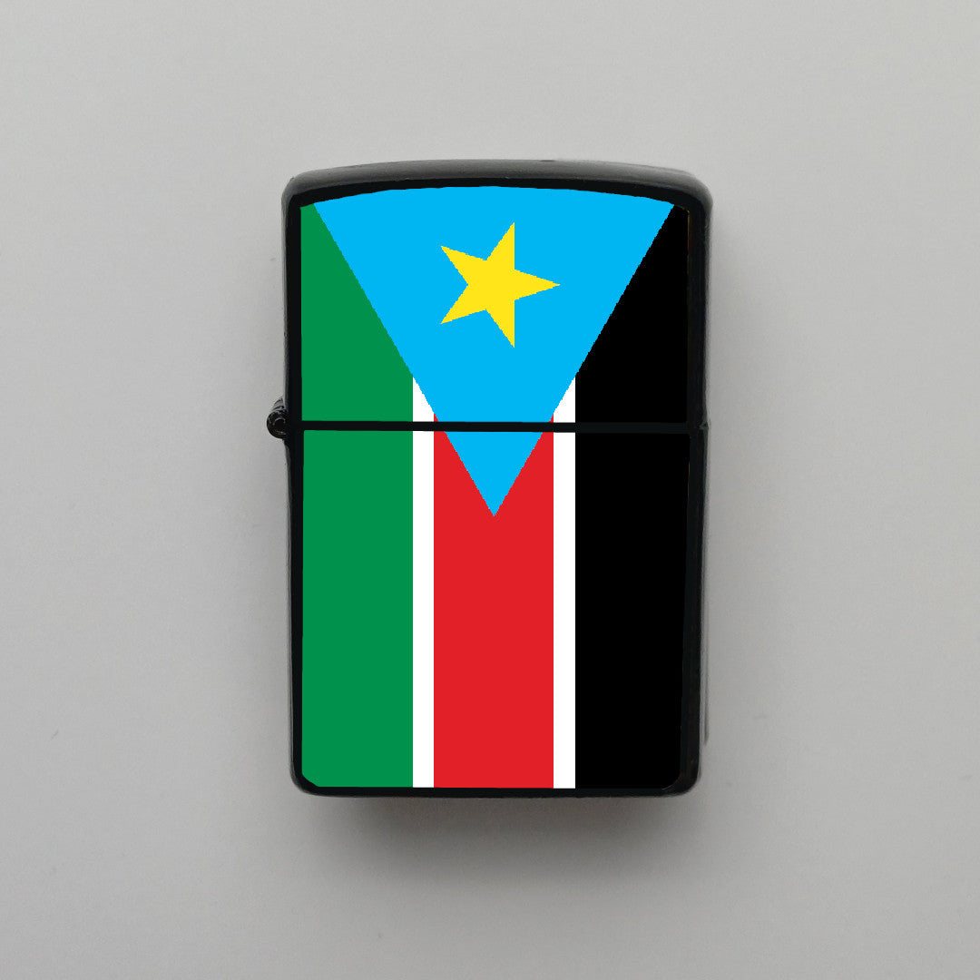 Güney Sudan South Bayrağı - Benzinli Siyah Çakmak - Hediyelik