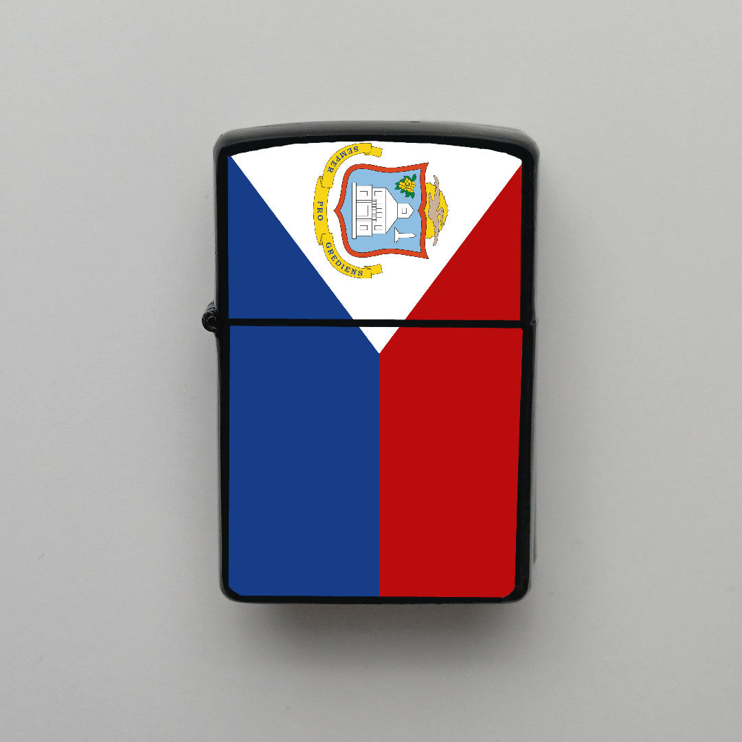 Sint Maarten Bayrağı - Benzinli Siyah Çakmak - Hediyelik