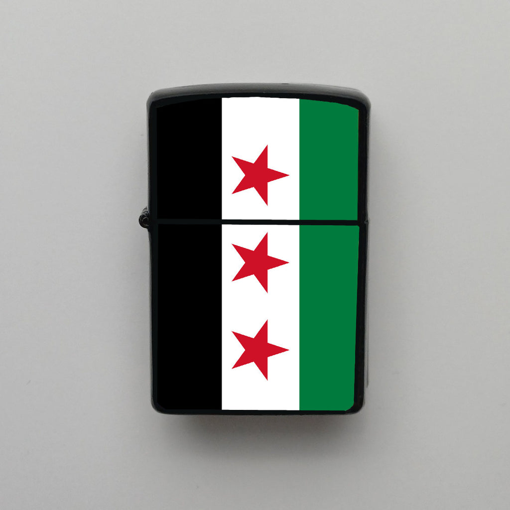 Suriye Syria Bayrağı - Benzinli Siyah Çakmak - Hediyelik