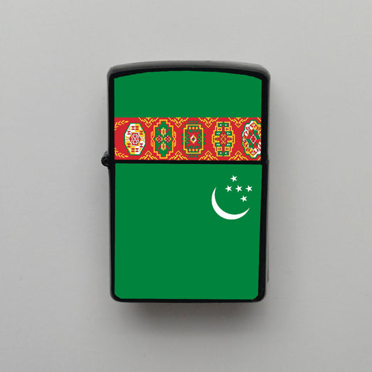 Türkmenistan Turkmenistan Bayrağı - Benzinli Siyah Çakmak - Hediyelik