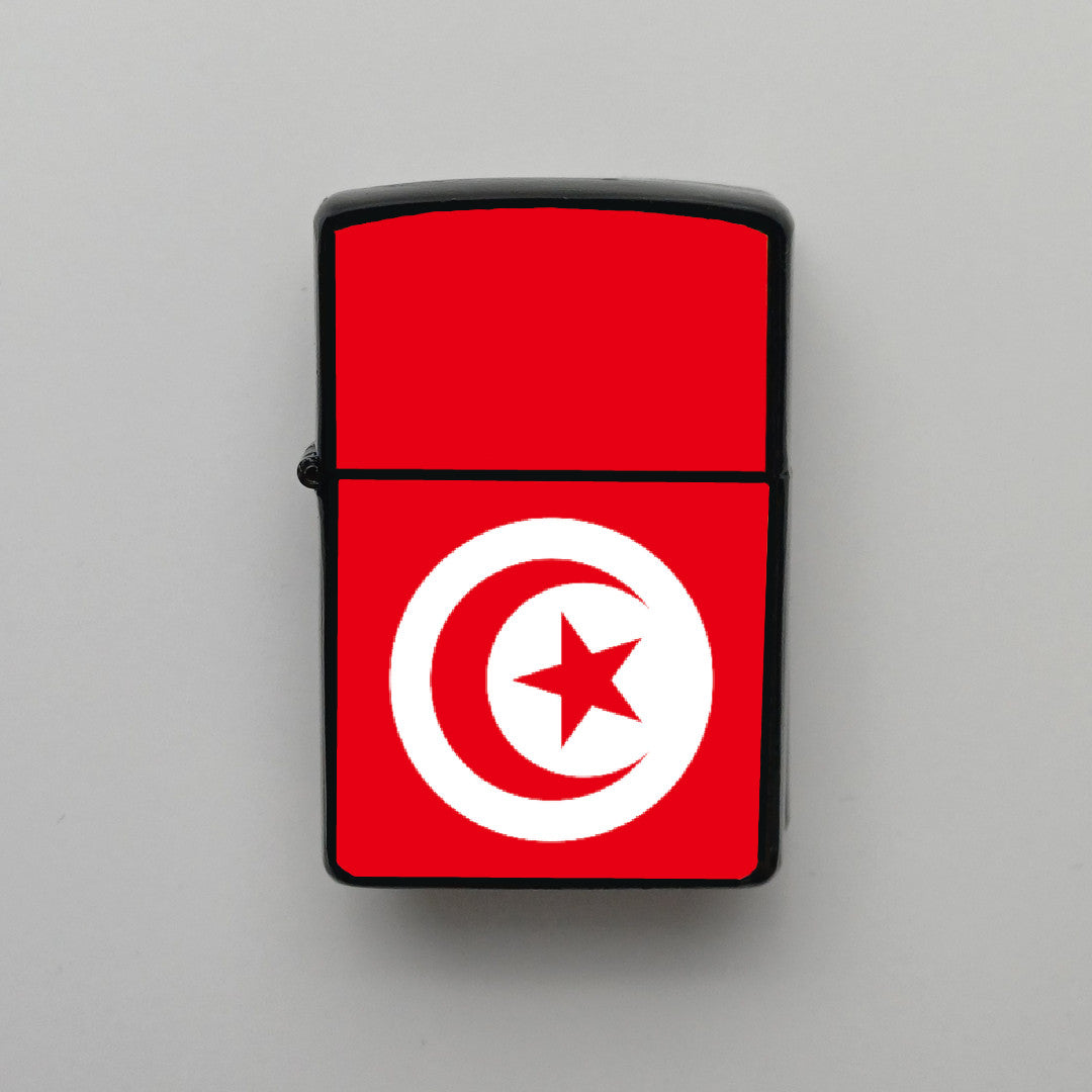 Tunus Tunisia Bayrağı - Benzinli Siyah Çakmak - Hediyelik