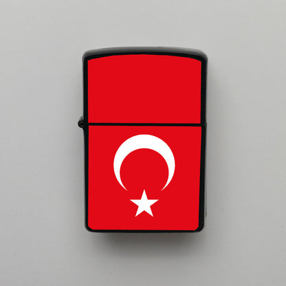 Türkiye Dikey - Bayrağı - Benzinli Siyah Çakmak - Hediyelik