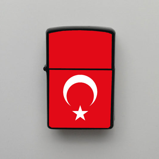 Türkiye Dikey - Bayrağı - Benzinli Siyah Çakmak - Hediyelik