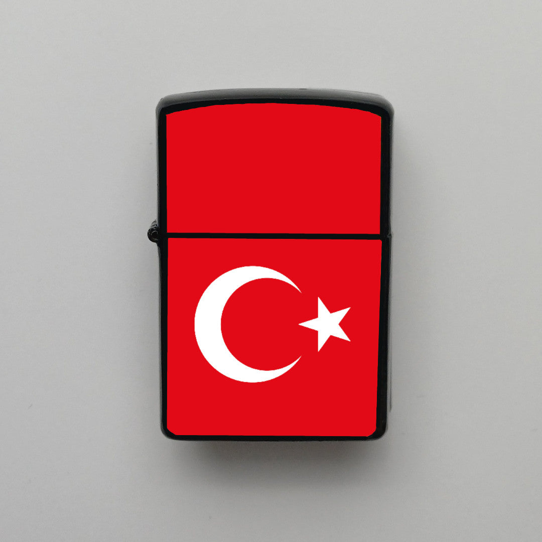 Türkiye Yatay - Bayrağı - Benzinli Siyah Çakmak - Hediyelik