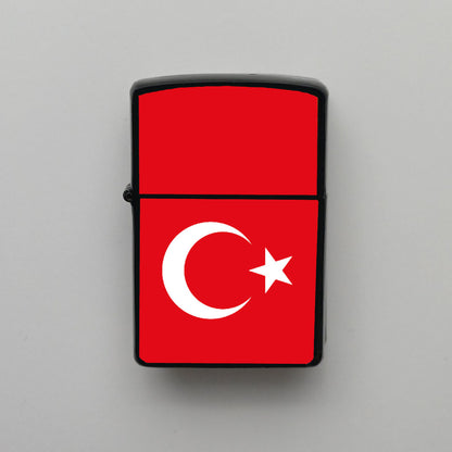 Türkiye Yatay - Bayrağı - Benzinli Siyah Çakmak - Hediyelik
